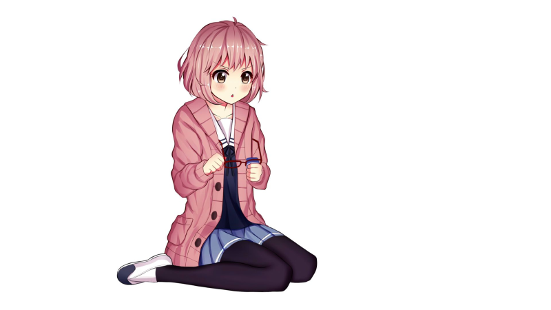 Аниме девушка на белом фоне