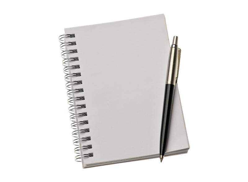 Блокнот на белом фоне