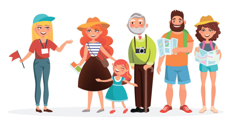 Группа туристов рисунок