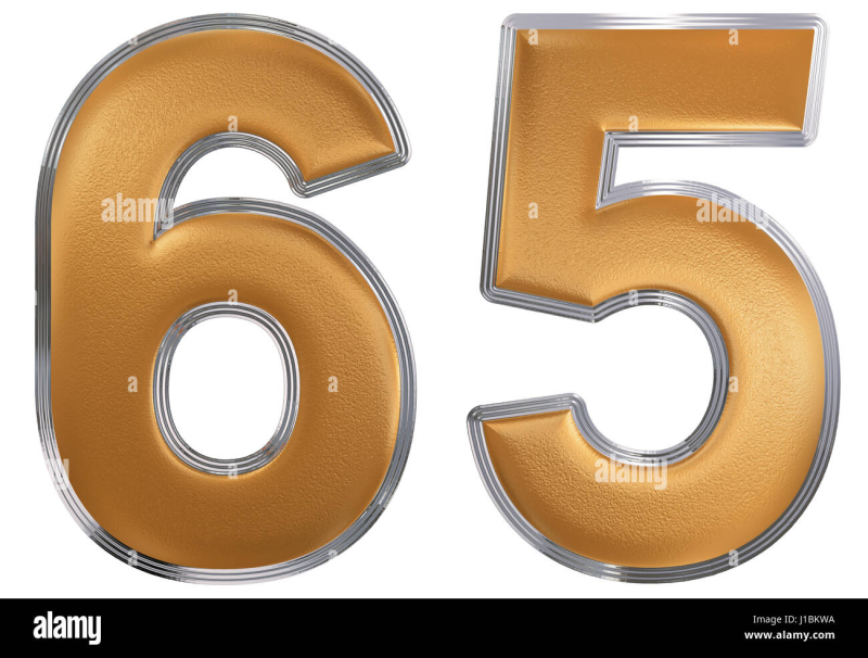 Цифра 65 на прозрачном фоне
