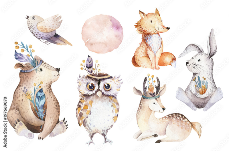 Акварельные зверята