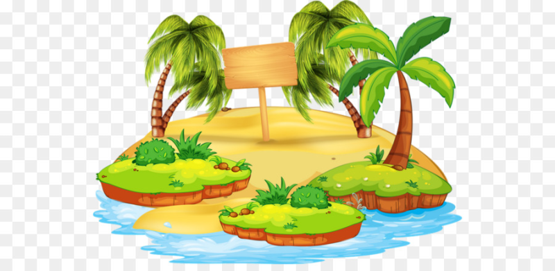 Мультяшный остров с пальмами