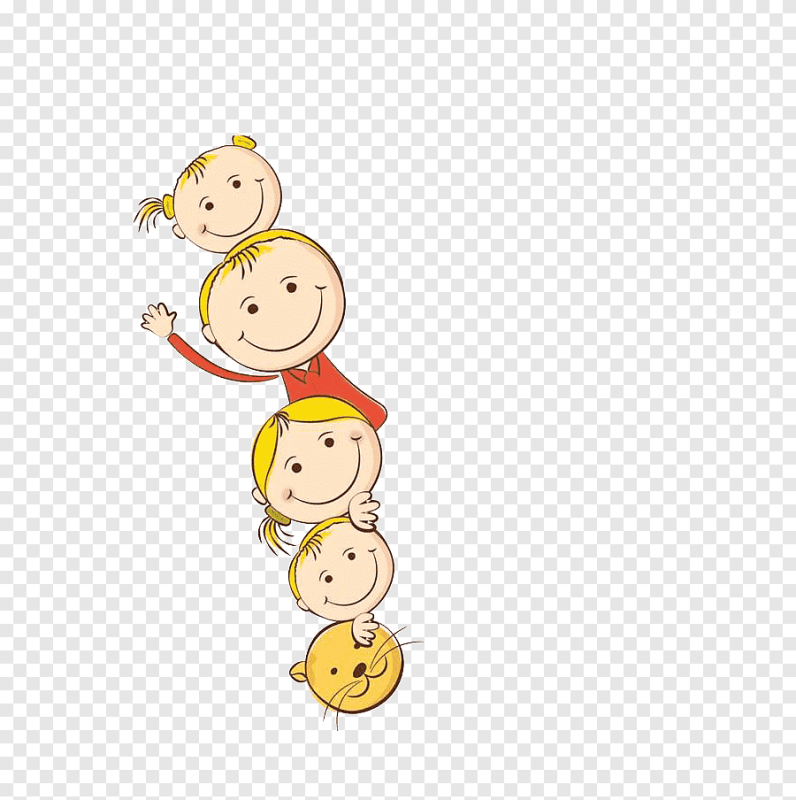 Дети выглядывают на прозрачном фоне