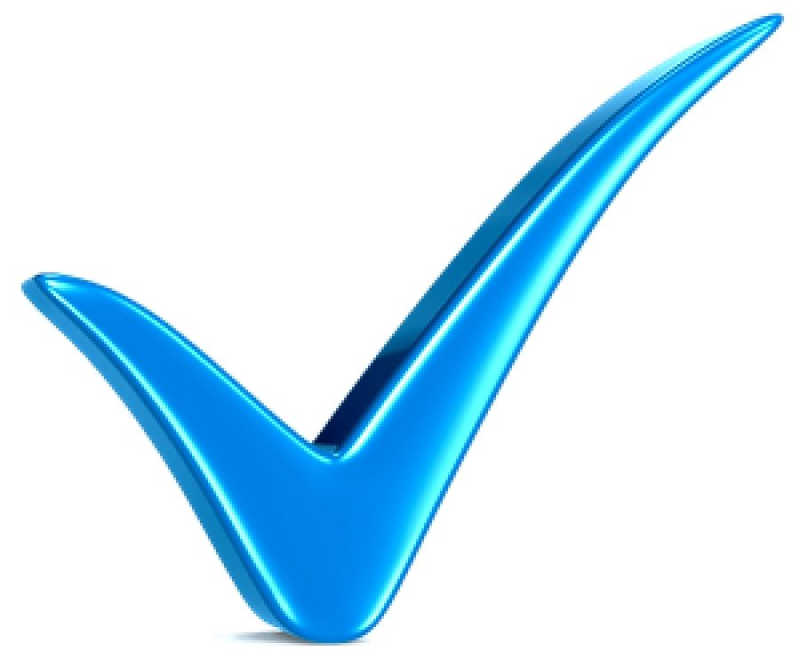 Синяя галочка на белом фоне