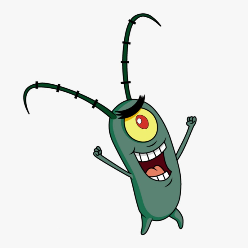 Планктон из Спанч Боба на белом фоне