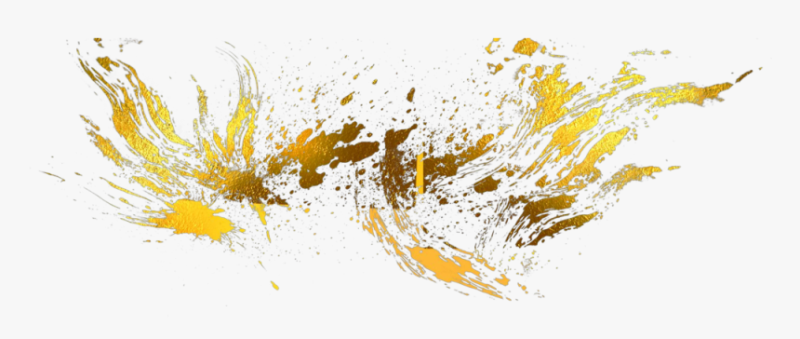 Брызги золотой краски на белом фоне