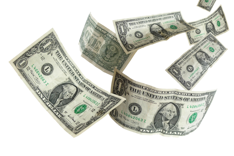 Деньги на прозрачном фоне