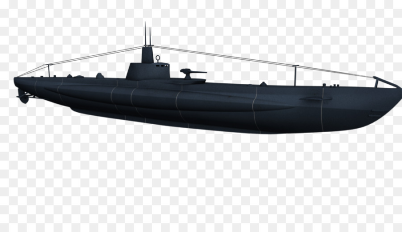 Подводная лодка на прозрачном фоне