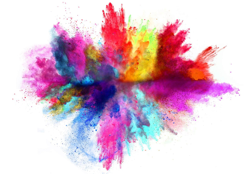 Взрыв красок на белом фоне