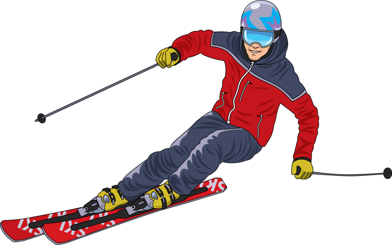 Лыжник на белом фоне