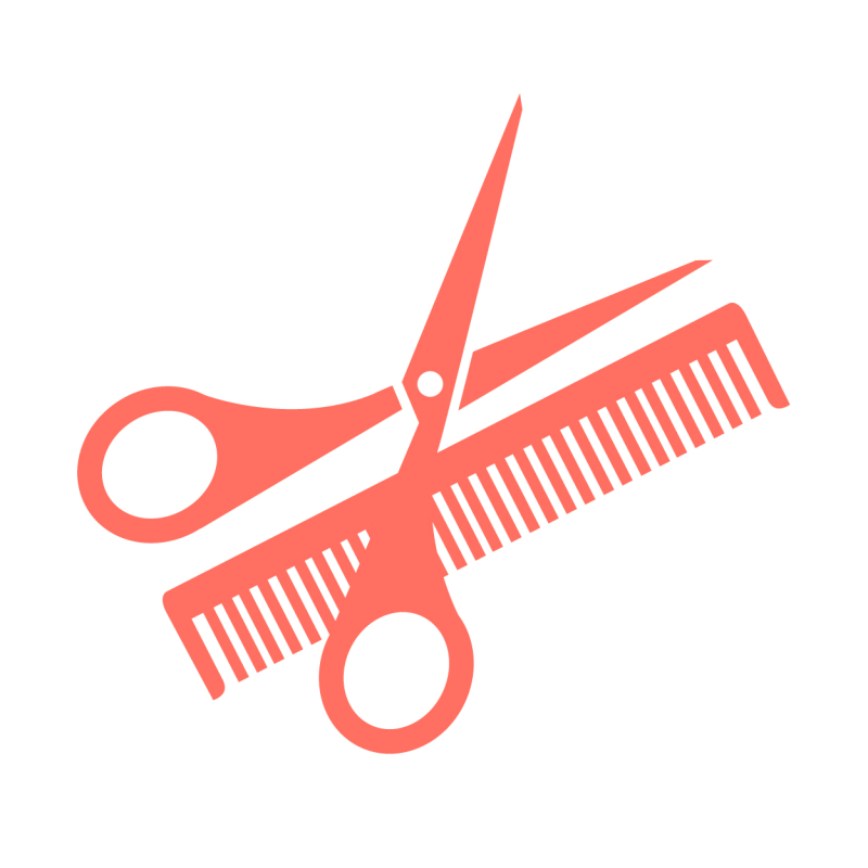 Значок ножницы и расческа