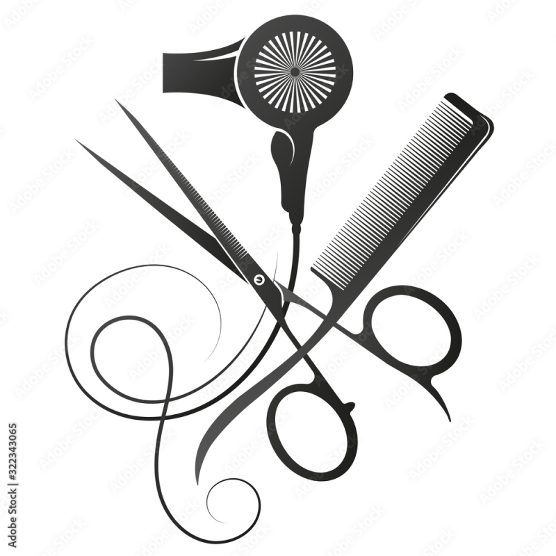 Парикмахерские ножницы и расческа