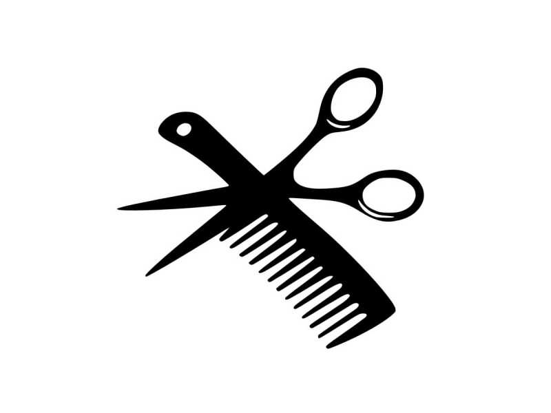 Силуэт ножницы и расческа