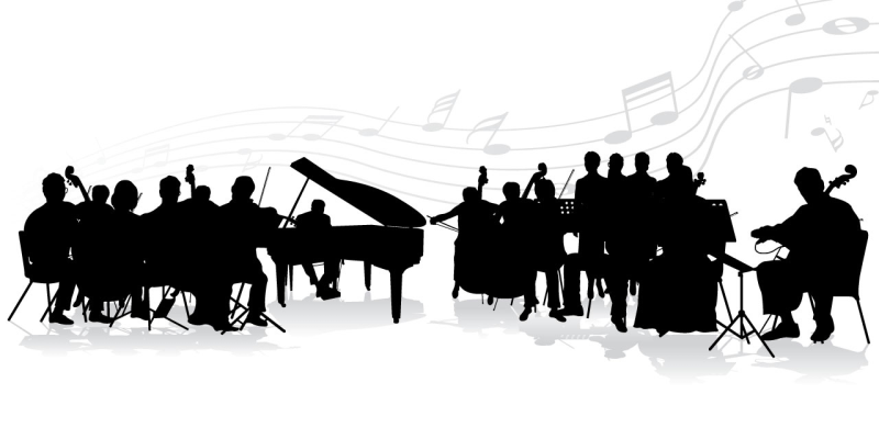 Симфонический оркестр на белом фоне