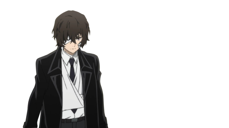 Дадзай Осаму на белом фоне