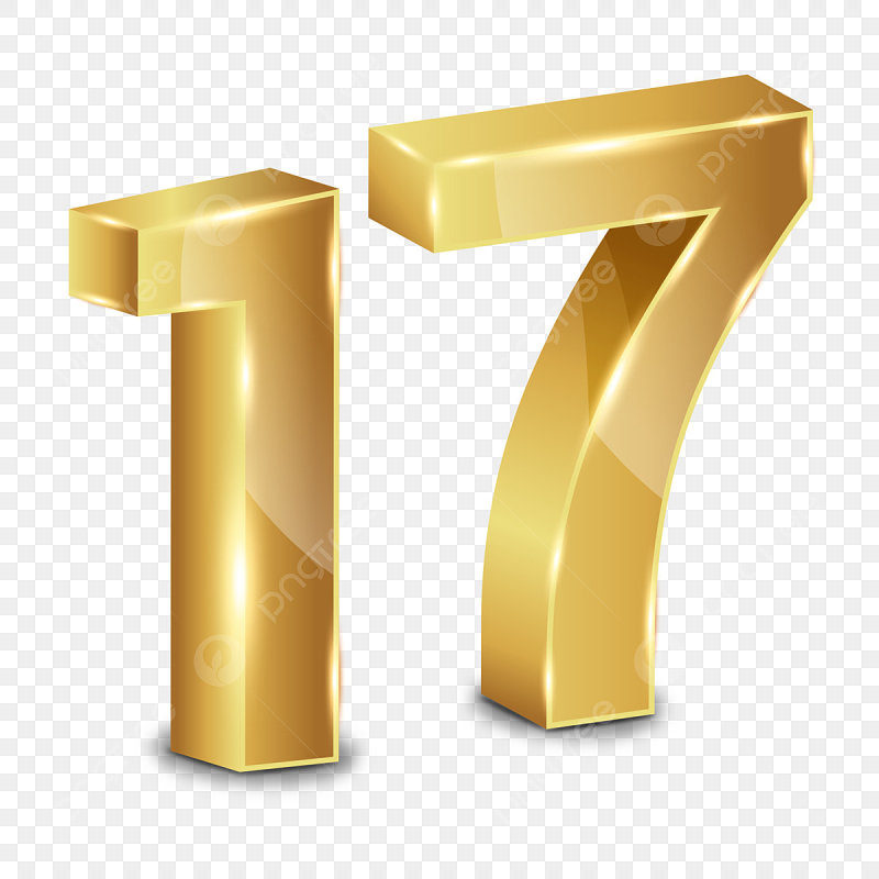 Число 17 на прозрачном фоне
