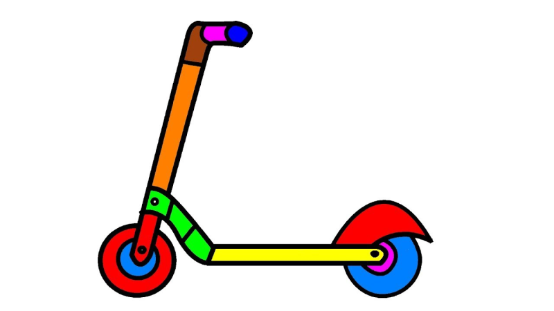 Дети на самокате на прозрачном фоне