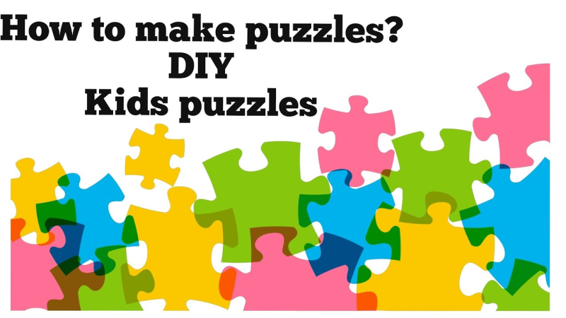 Разноцветные пазлы на прозрачном фоне