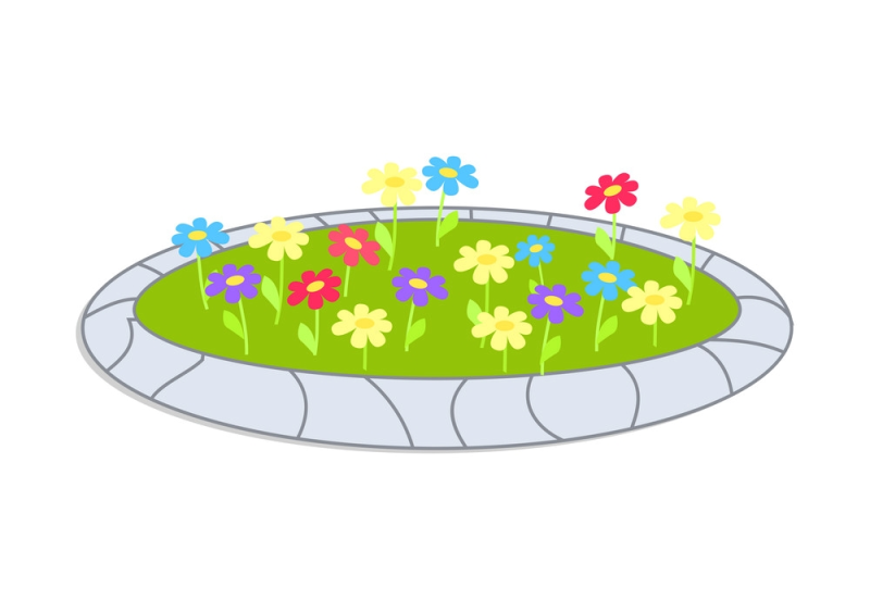 Клумба с цветами на прозрачном фоне