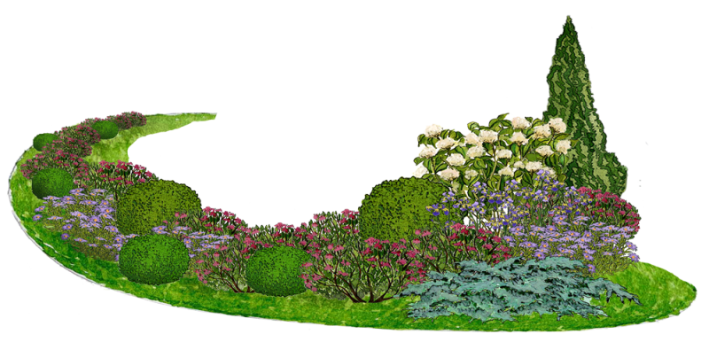 Рокарий с гортензией