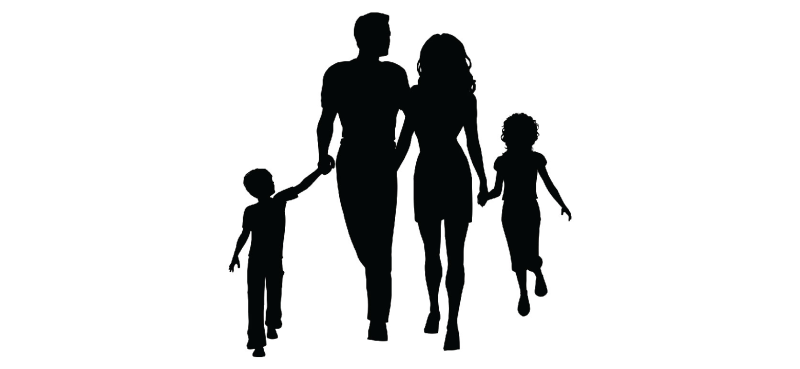 Силуэты семьи с детьми