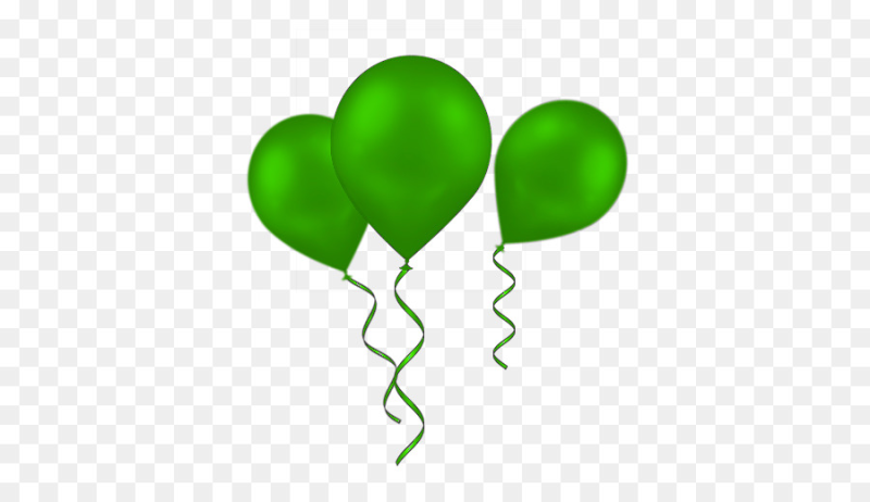 Зеленые воздушные шары на прозрачном фоне