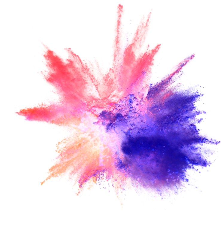 Взрыв красок на белом фоне