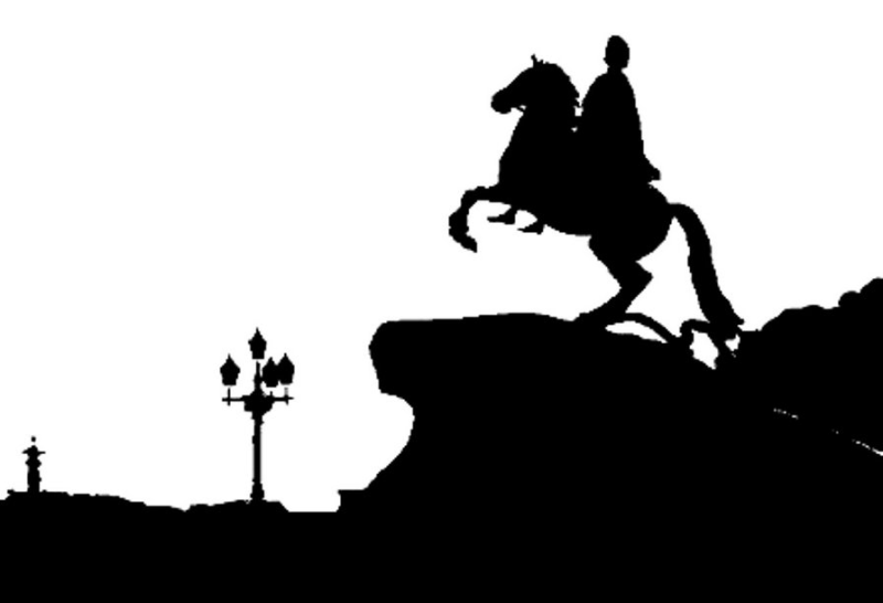 Медный всадник силует Санкт-Петербурга