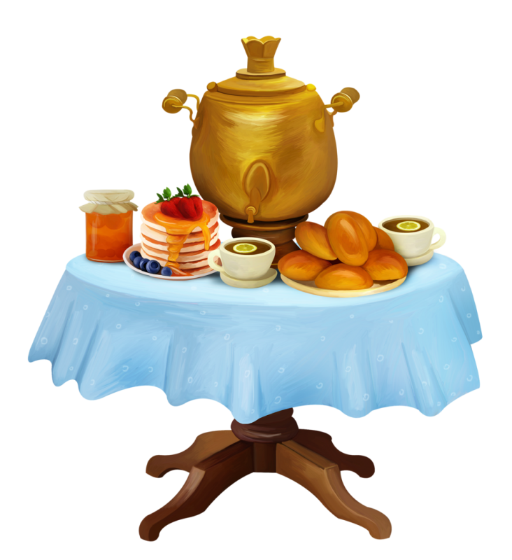 Круглый стол с самоваром