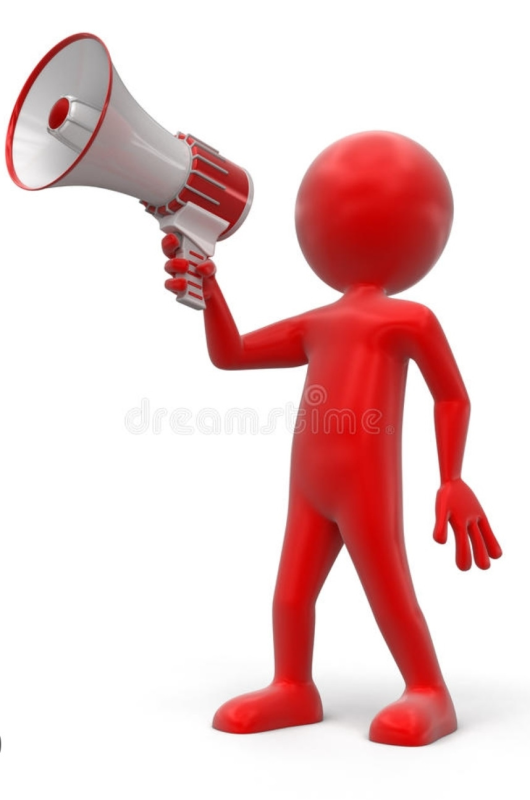 Человечек с рупором на прозрачном фоне