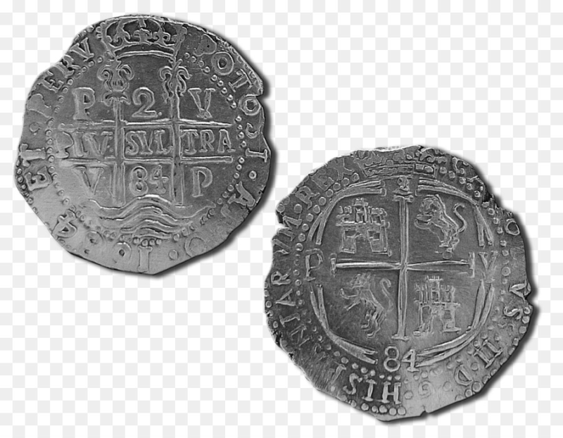 Старинные монеты на прозрачном фоне