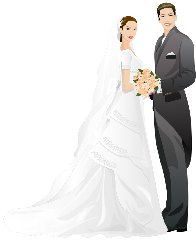 Жених и невеста на белом фоне