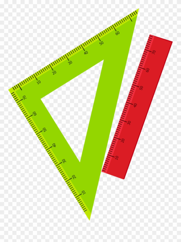 Линейка треугольник на белом фоне