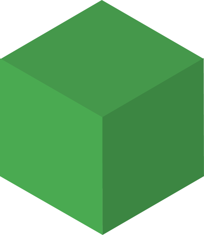 Зеленый куб на белом фоне