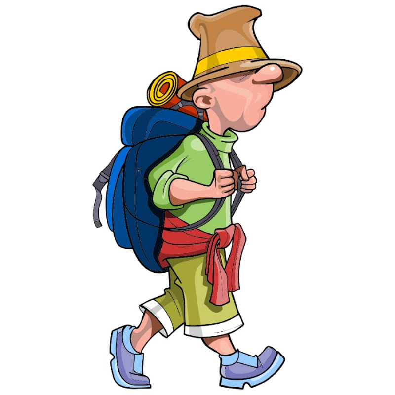 Турист с рюкзаком мультяшный