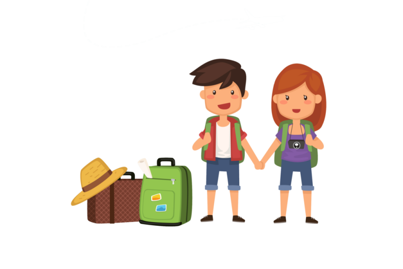 Турист на белом фоне