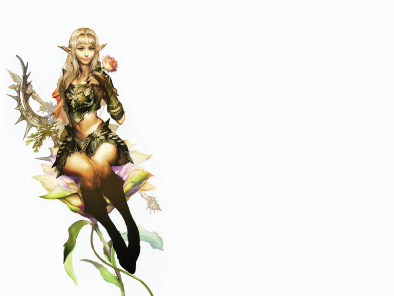 Эльфийка на белом фоне