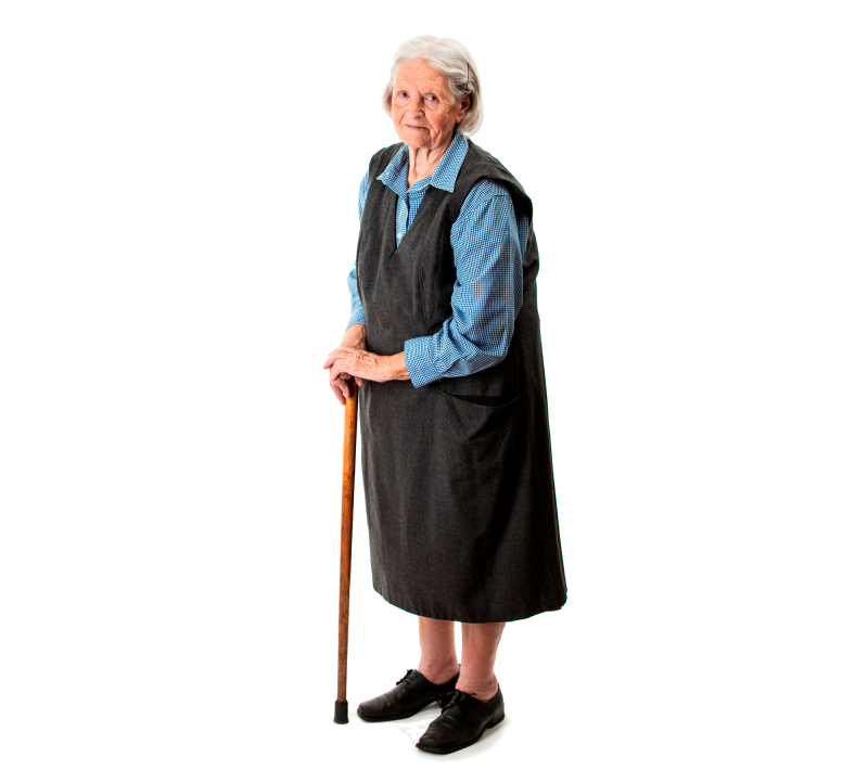 Бабушка на белом фоне