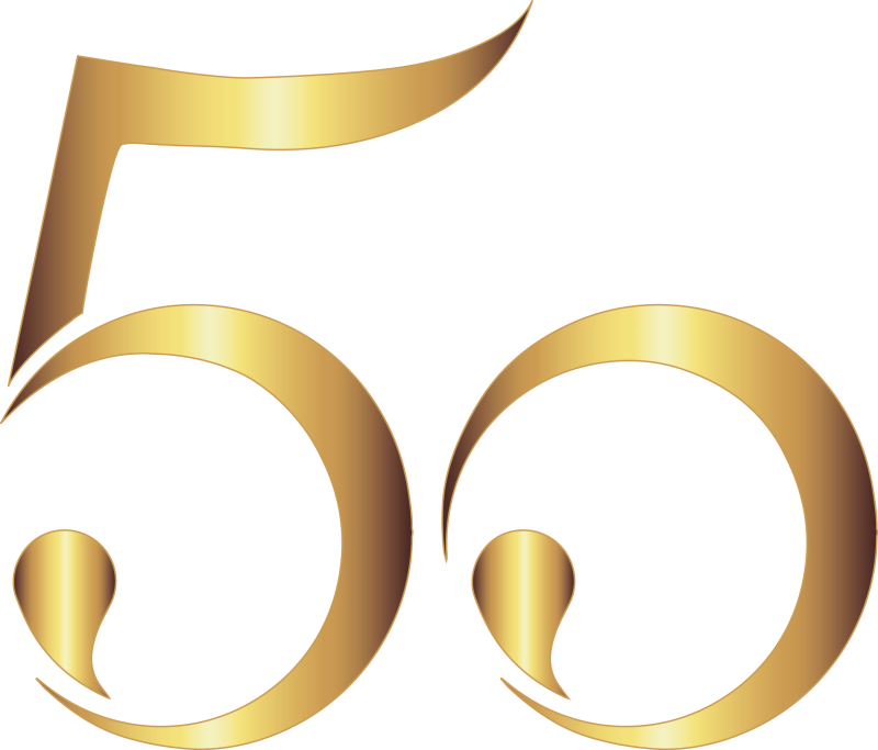 Золотые цифры 50 на прозрачном фоне
