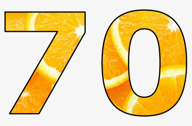 Цифра 70 на прозрачном фоне