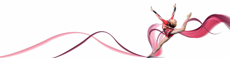 Гимнастка с лентой на белом фоне