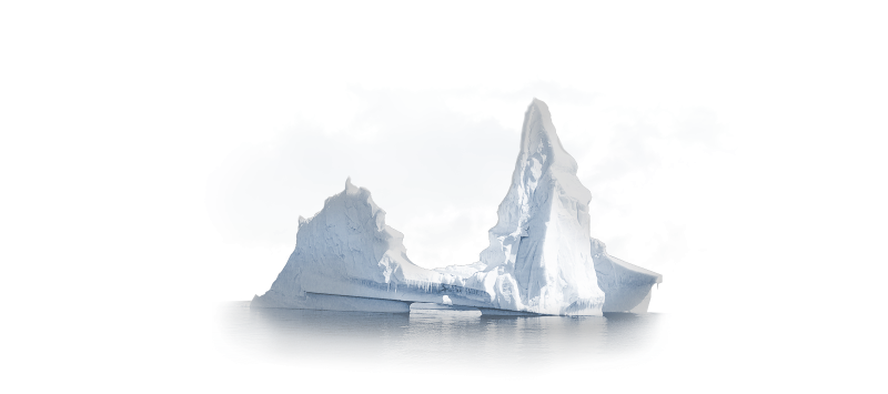 Ледяные горы на белом фоне