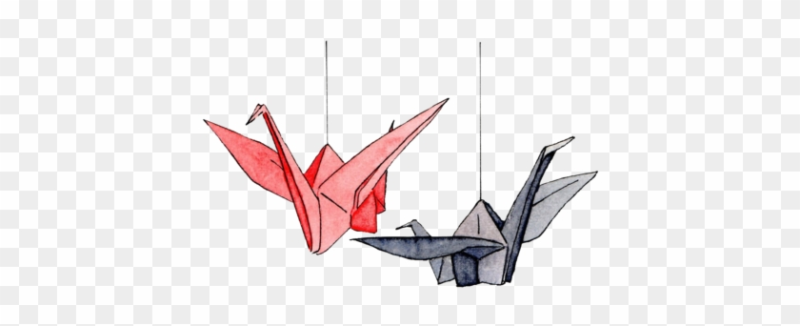 Бумажные Журавлики на белом фоне