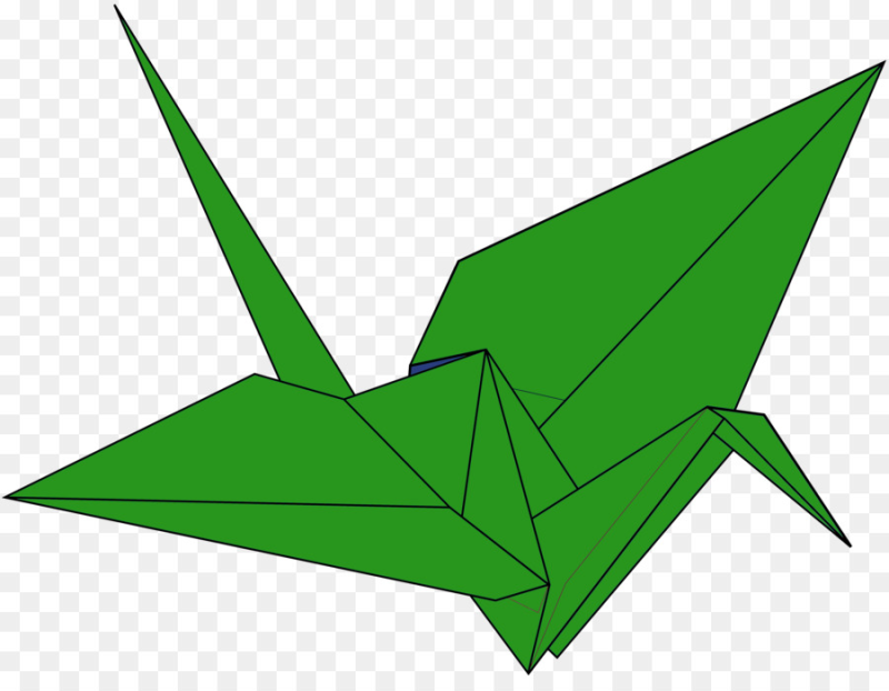 Бумажный Журавлик на прозрачном фоне