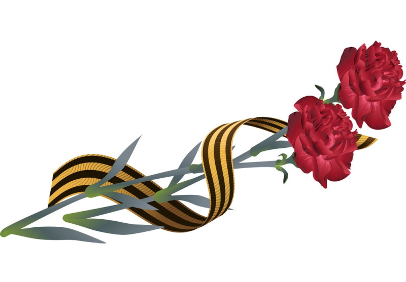 Две гвоздики с георгиевской лентой