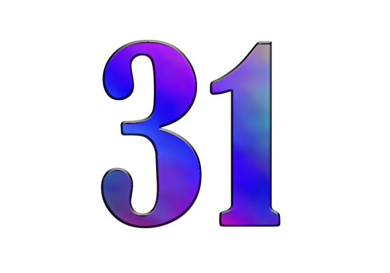Цифра 31 на прозрачном фоне