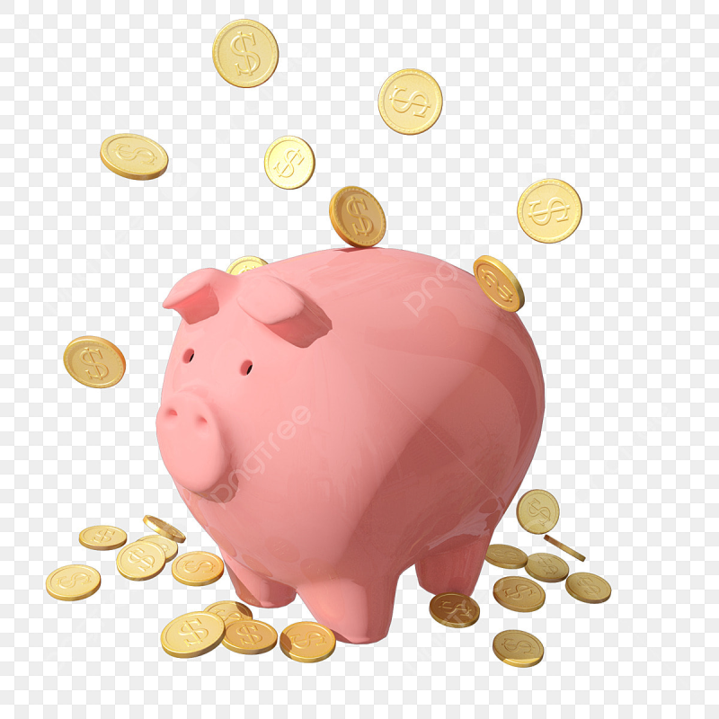 Свинья копилка на прозрачном фоне