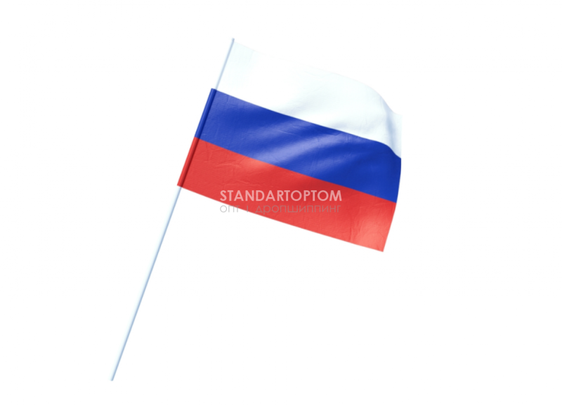 Флаг РФ на флагштоке без фона