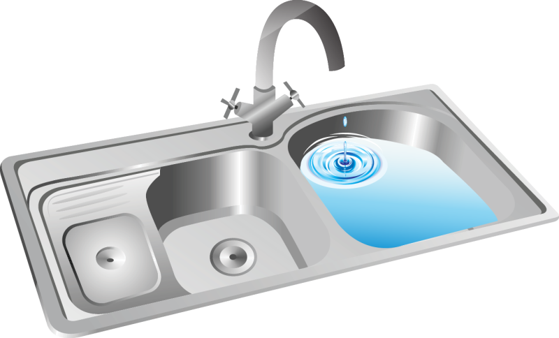 Кухонная мойка на прозрачном фоне