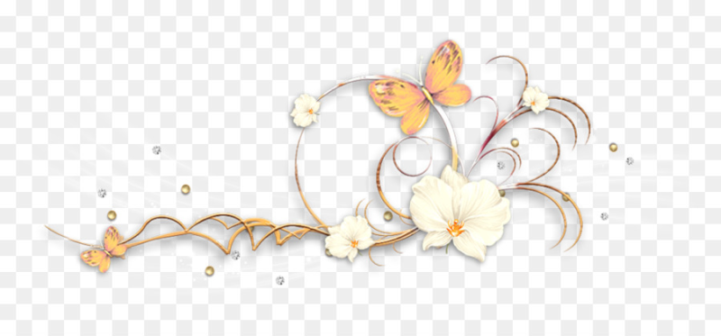 Цветочный орнамент на прозрачном фоне